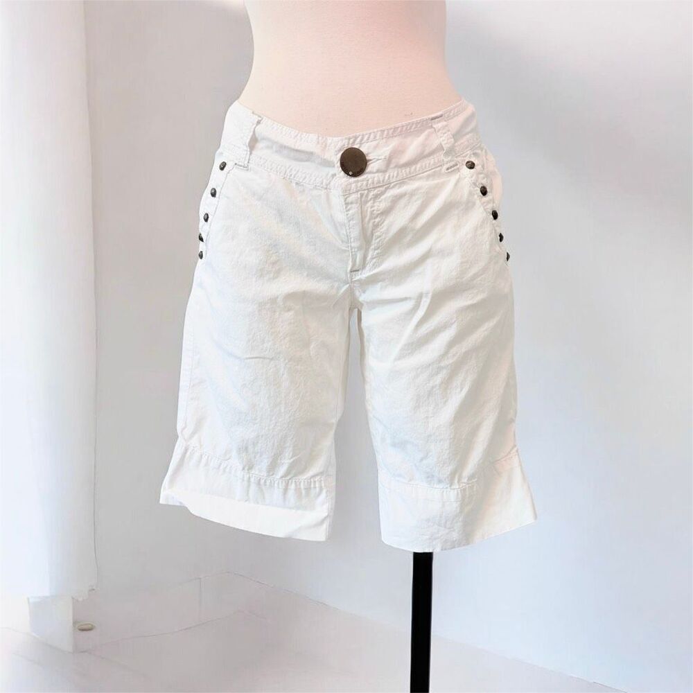 DKNY Y2K Cargo Low Rise White Off White Capri Pants Straight Leg Pedal 7/8